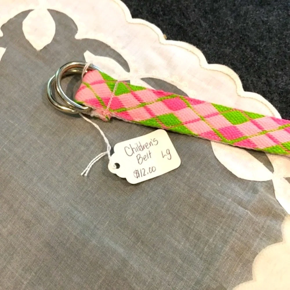 GIRL'S PREPPY BELT, PINK PLAID, 30